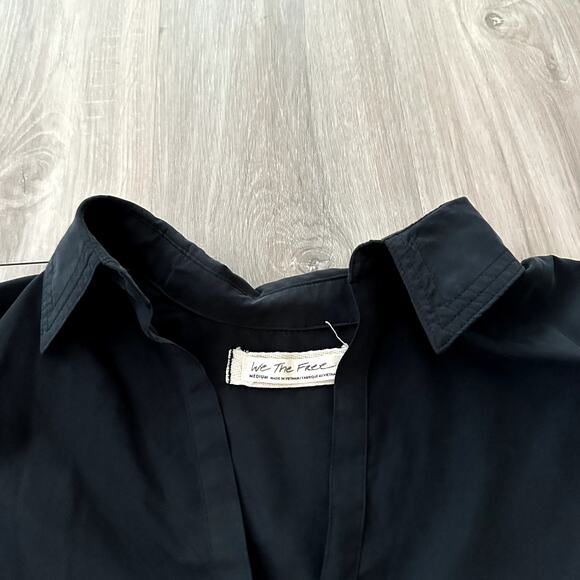 NWT Free People Love Until Tomorrow Long Sleeve Blouse Washed Black Size Medium - Picture 3 of 5